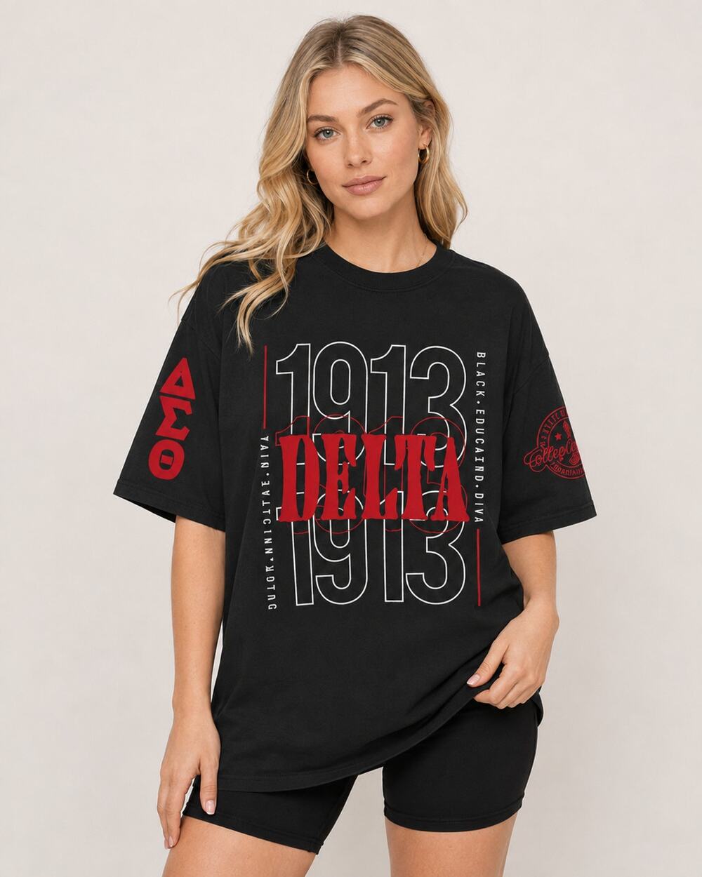New Collegiate Luxe Delta Gamma 1913 Oversized Graphic T-Shirt Size Large